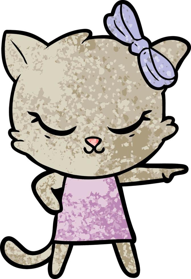 cute cartoon cat with bow vector