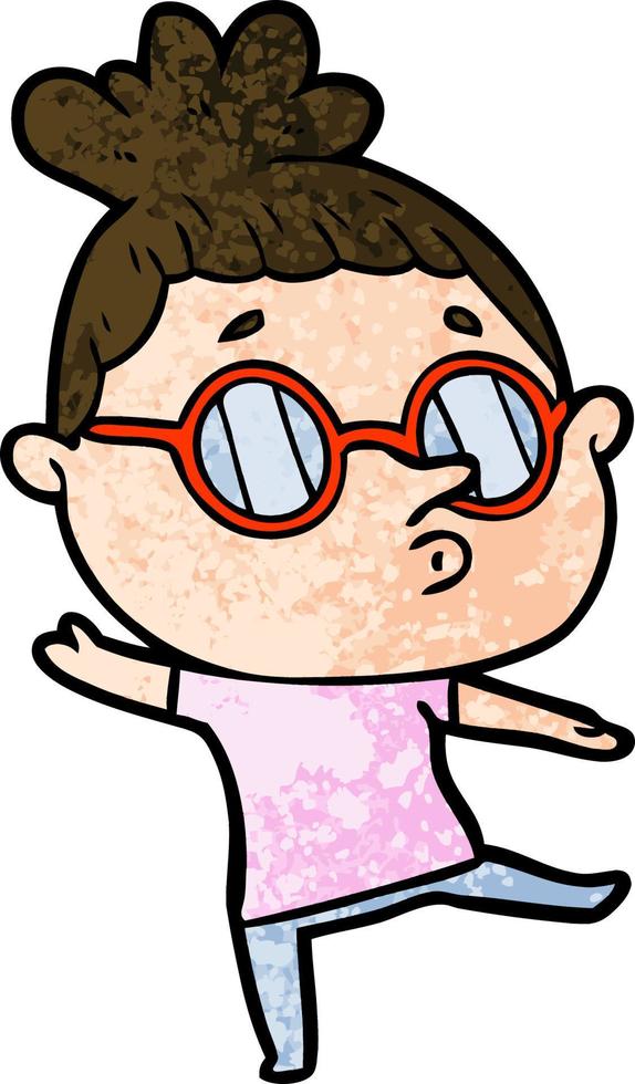 cartoon woman wearing glasses vector