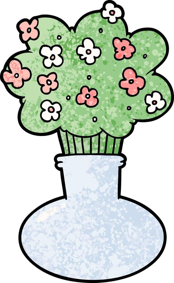 cartoon flowers in vase vector