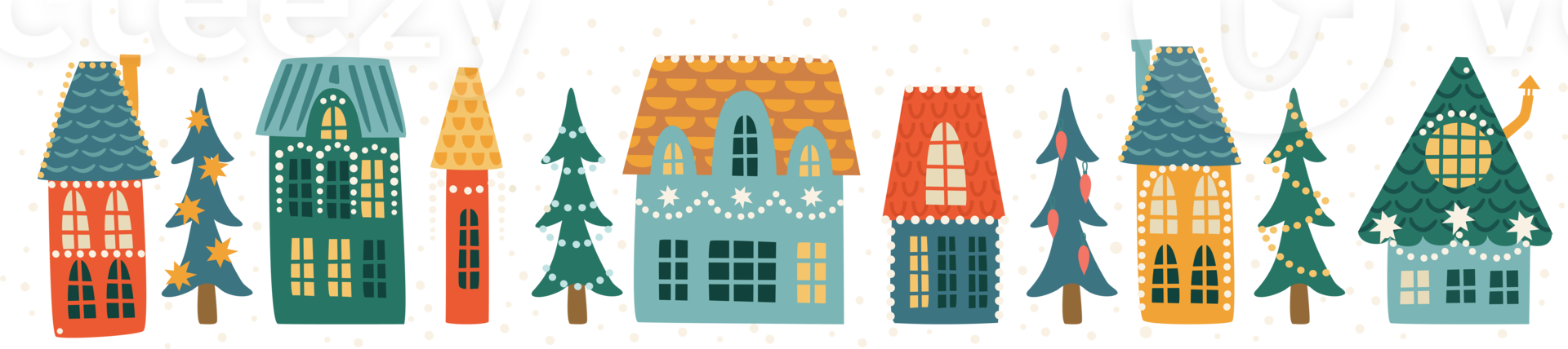 Christmas houses. Isolated illustration. png