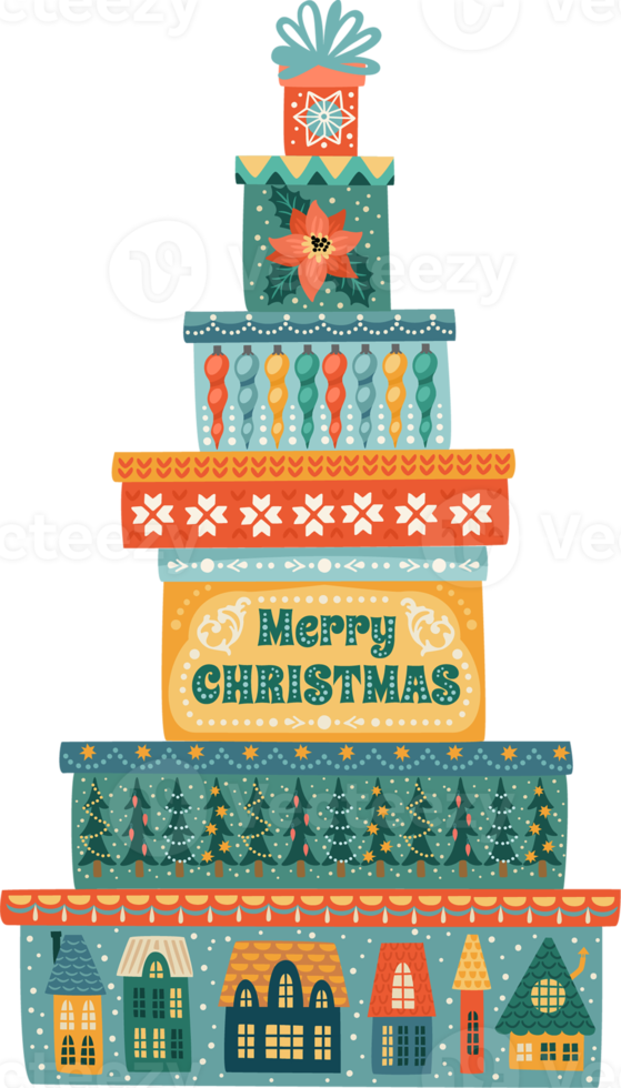 Christmas and Happy New Year illustration gift boxes png