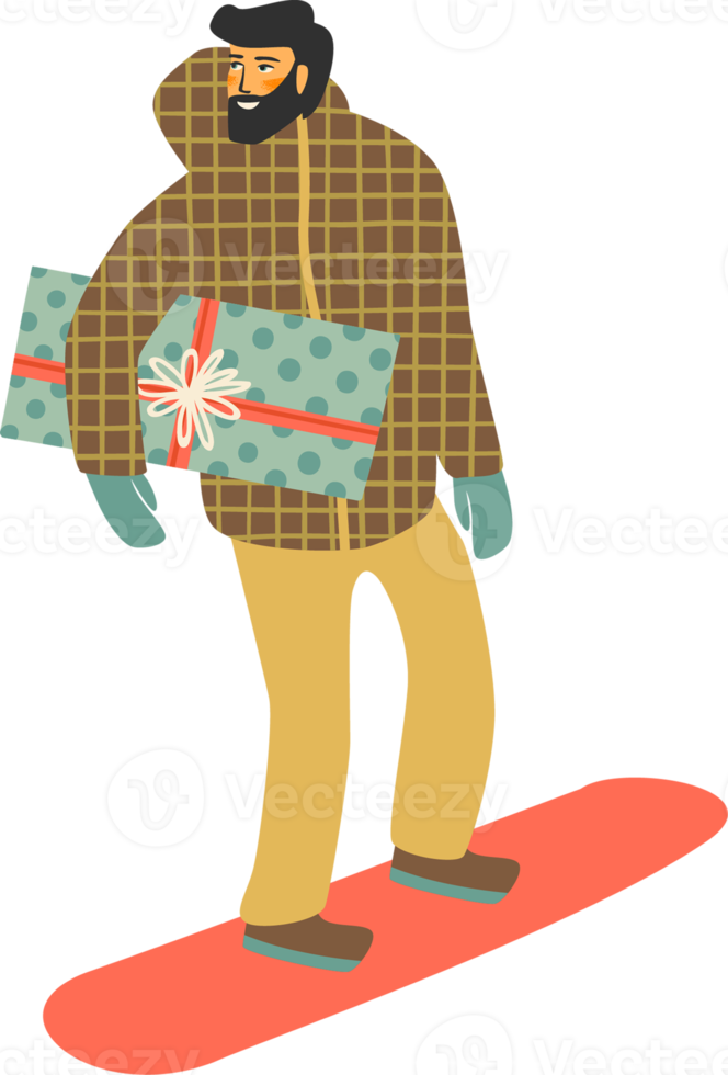 Man on a skateboard with a gift png