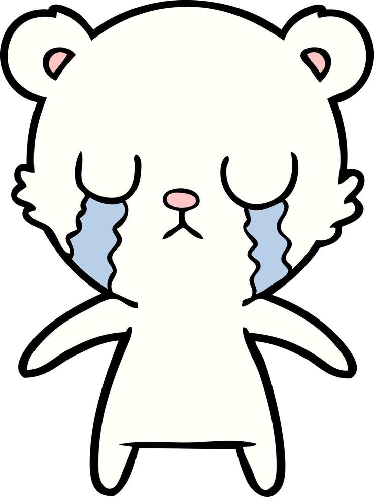 sad little polar bear cartoon vector