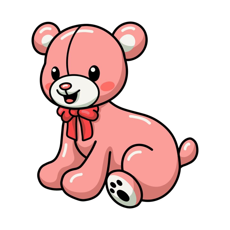 Cute teddy bear cartoon sitting vector