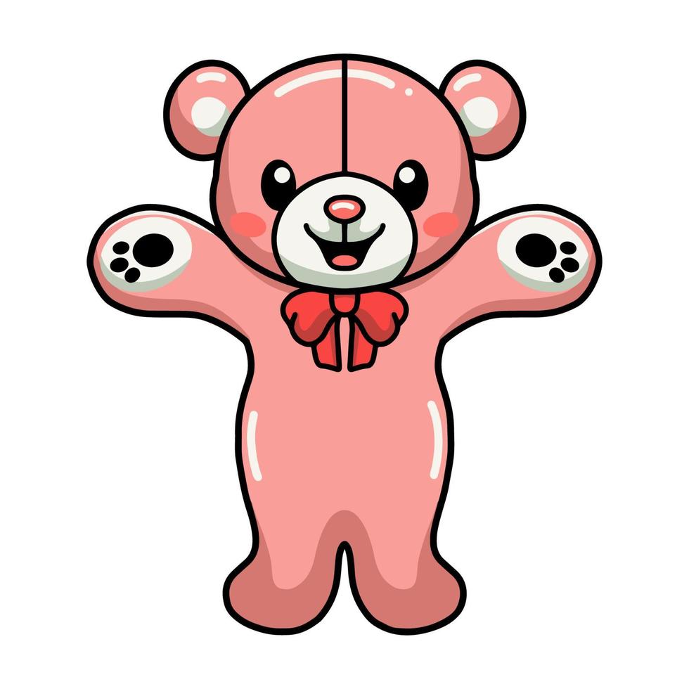 Cute teddy bear cartoon raising hands vector