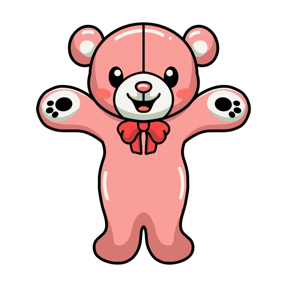 Cute teddy bear cartoon raising hands vector