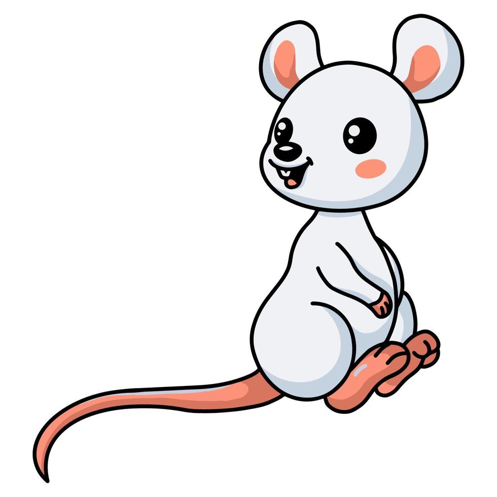 lindo ratoncito blanco de dibujos animados vector