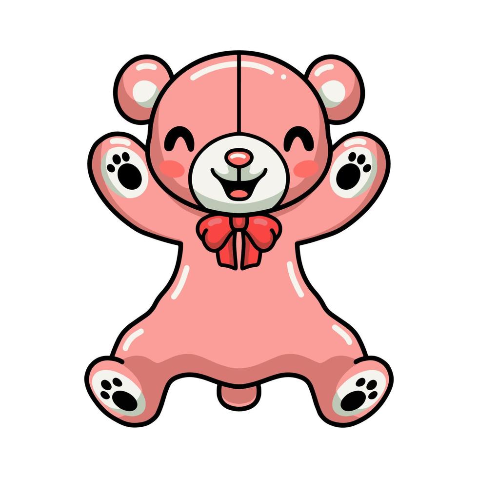 Cute teddy bear cartoon raising hands vector
