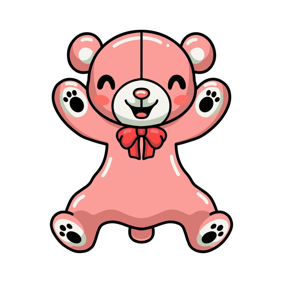 Cute teddy bear cartoon raising hands vector