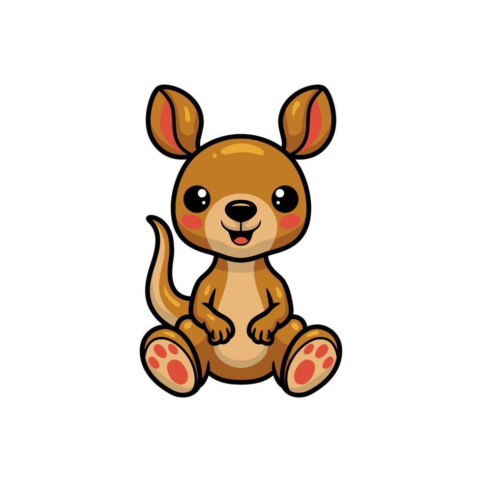 Cute little kangaroo cartoon sitting vector