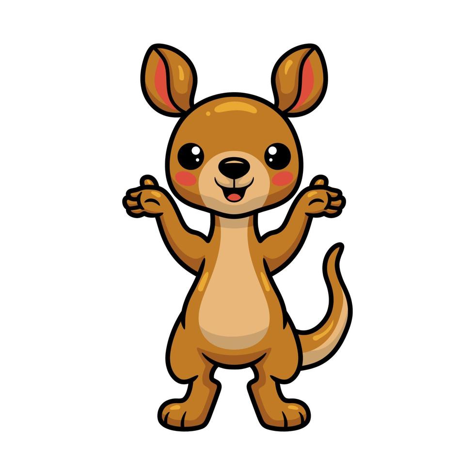 Cute little kangaroo cartoon raising hands vector