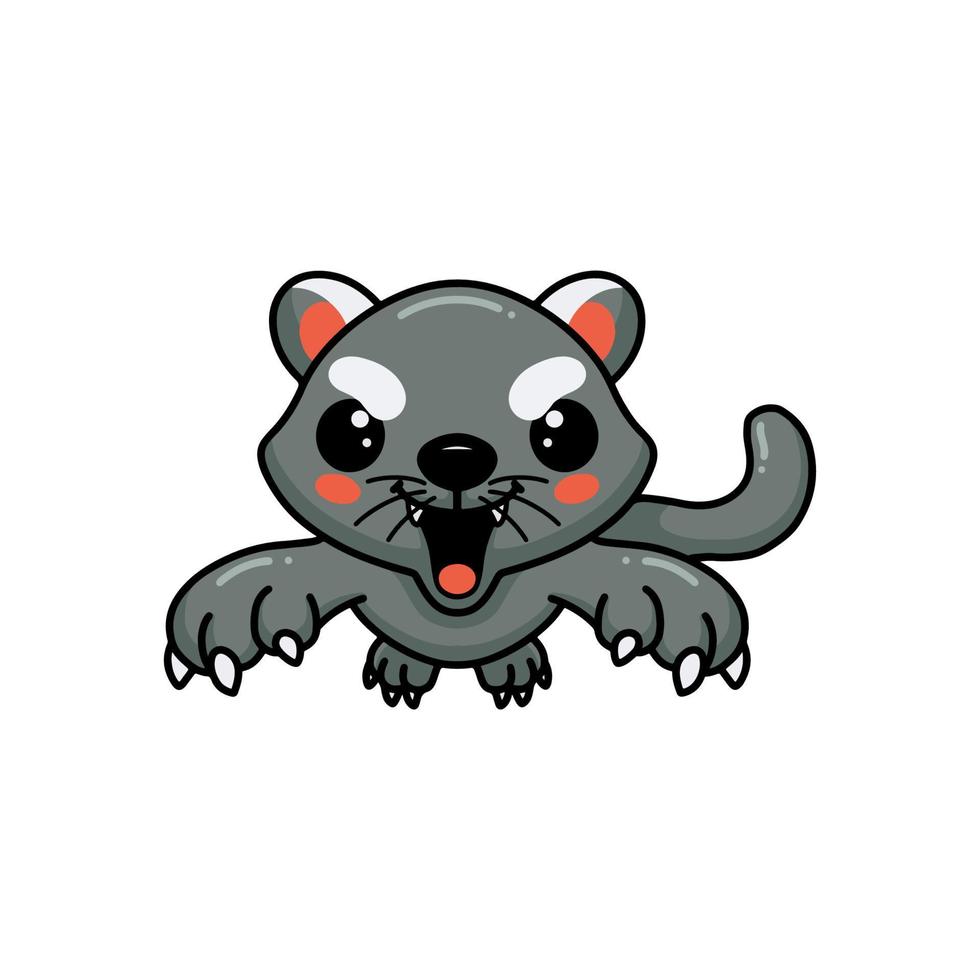 Cute little bearcat cartoon leaping vector