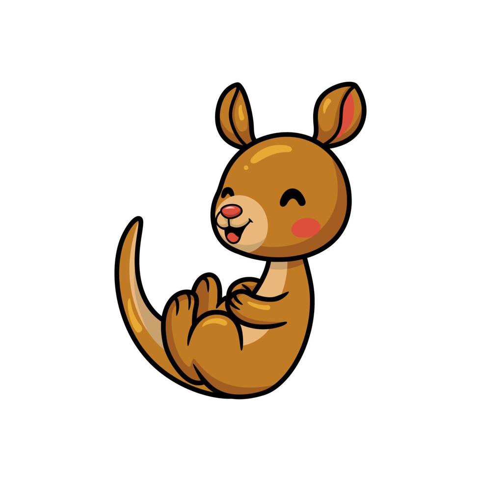 Cute little kangaroo cartoon laughing vector