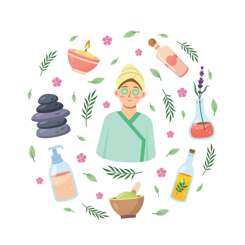 Beauty Spa Icon Set Concept vector