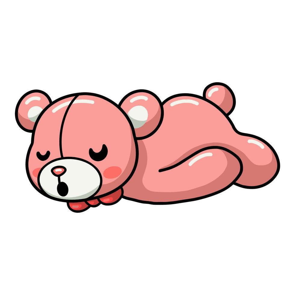 lindo oso de peluche de dibujos animados durmiendo vector