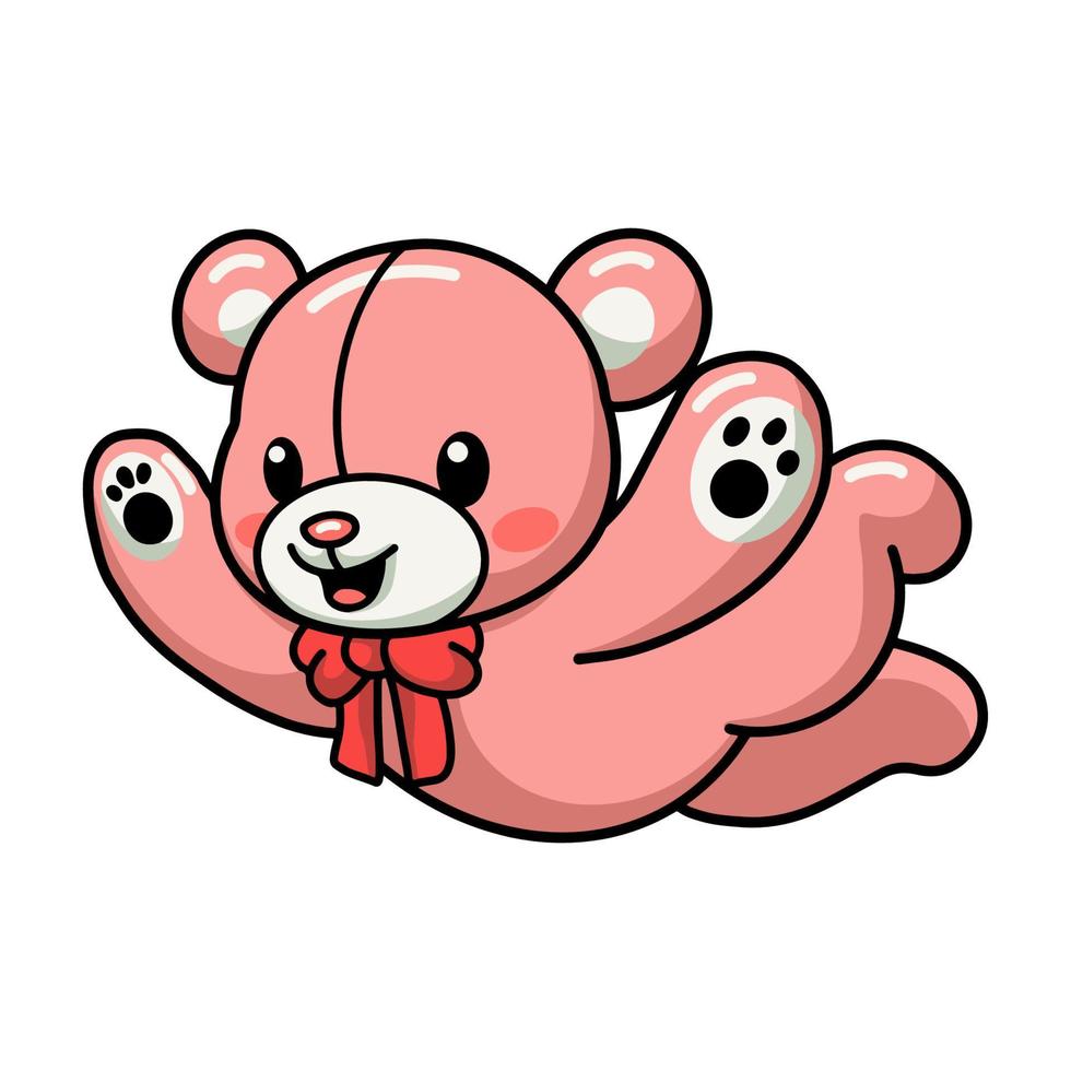 lindo oso de peluche saltando de dibujos animados vector