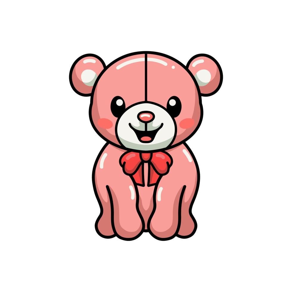 Cute teddy bear cartoon posing vector