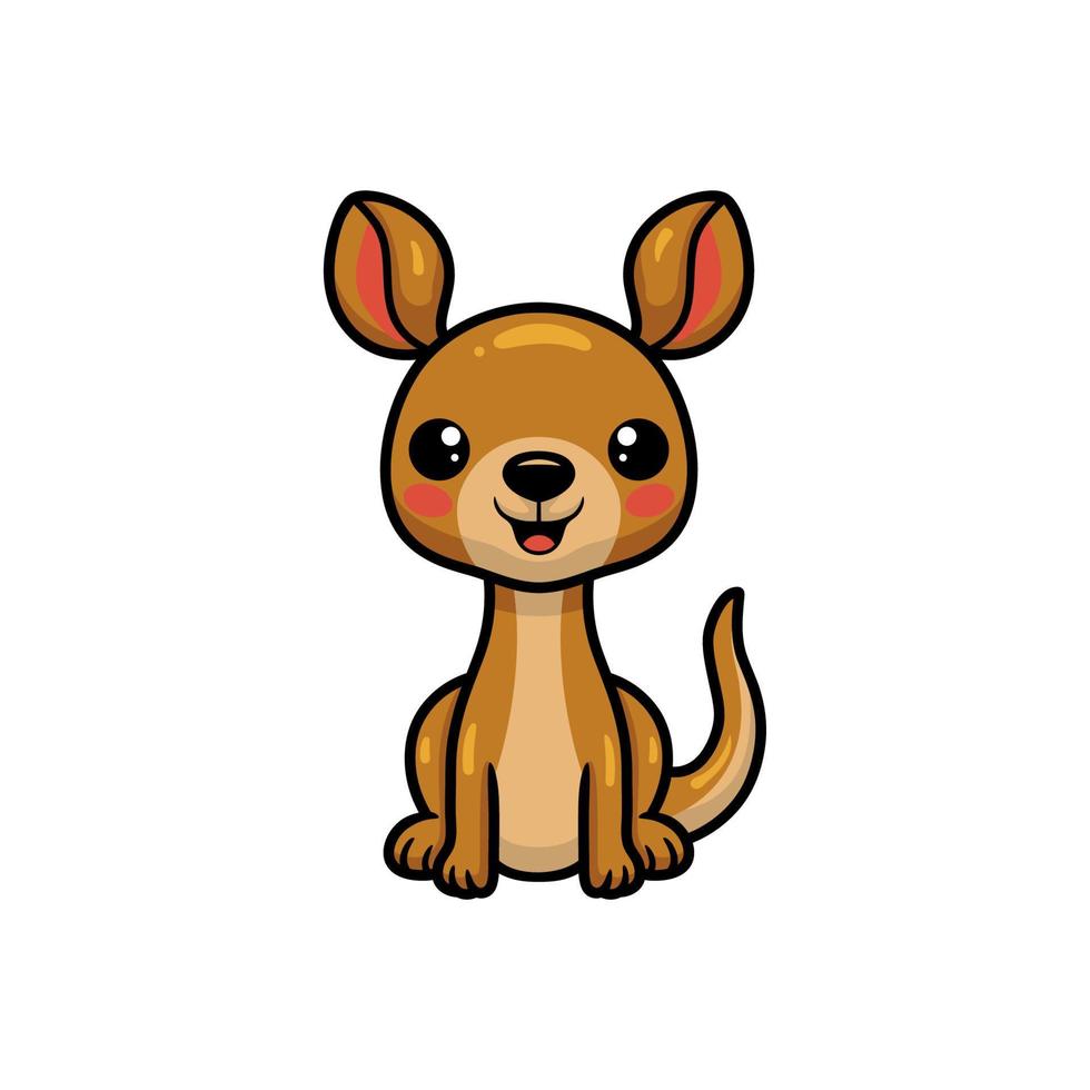 Cute little kangaroo cartoon sitting vector