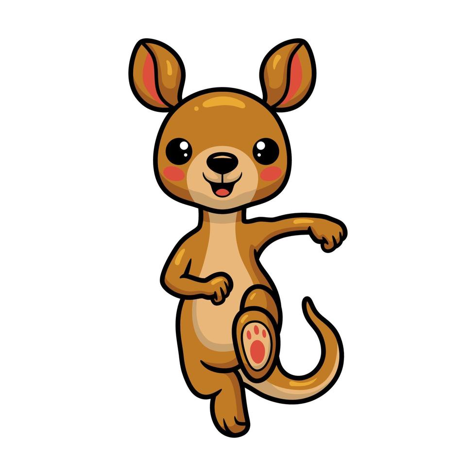 Cute little kangaroo cartoon walking vector