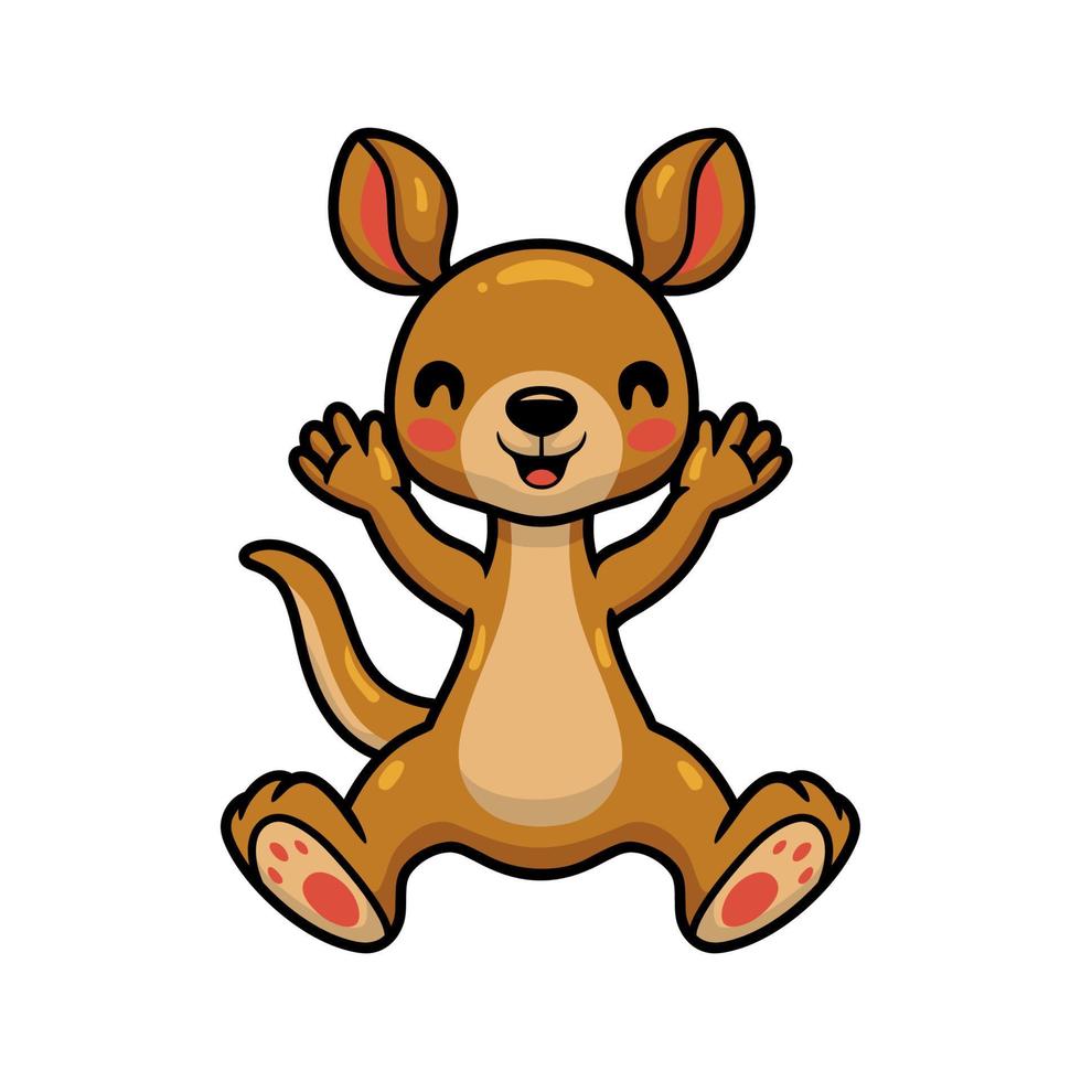 Cute little kangaroo cartoon raising hands vector