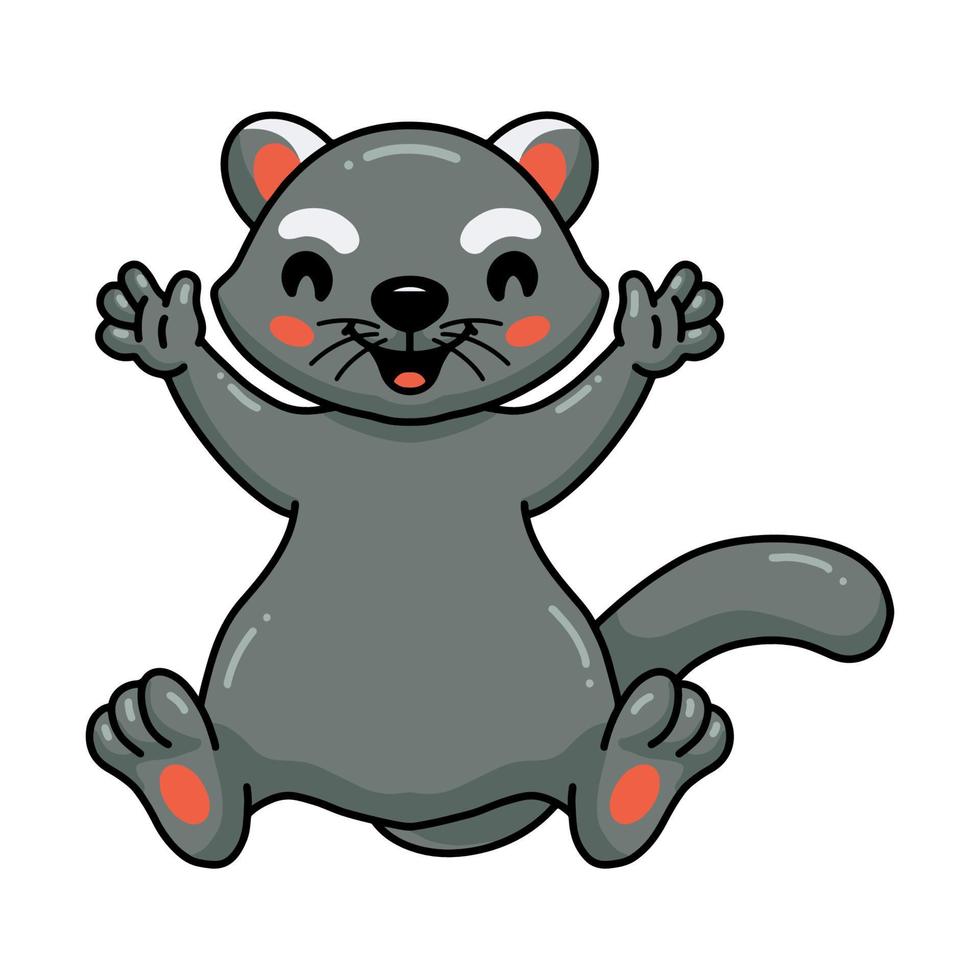 Cute little bearcat cartoon raising hands vector