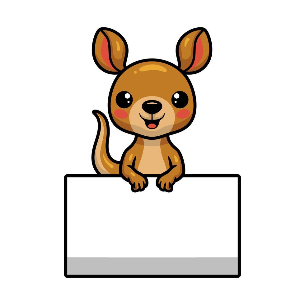 Cute little kangaroo cartoon with blank sign vector