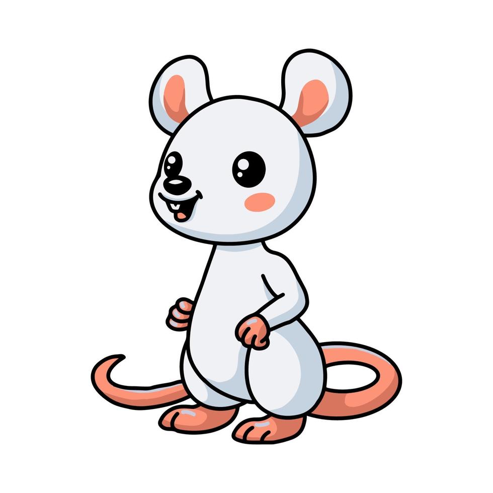 Cute little white mouse cartoon standing 12378395 Vector Art at Vecteezy