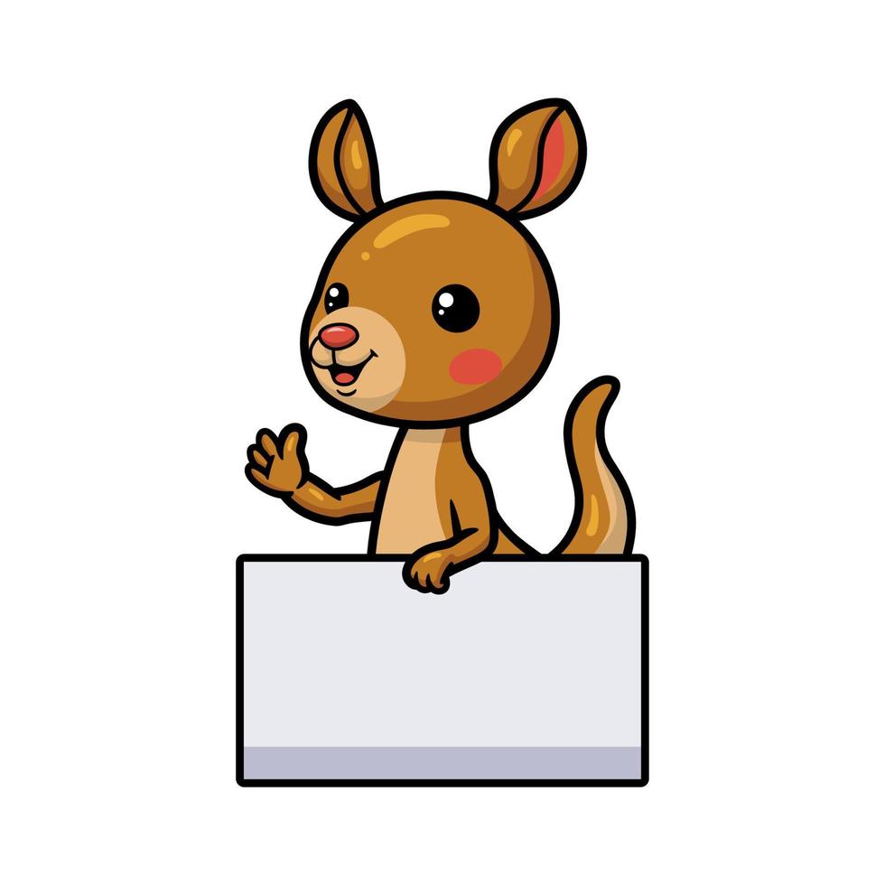 Cute little kangaroo cartoon with blank sign vector