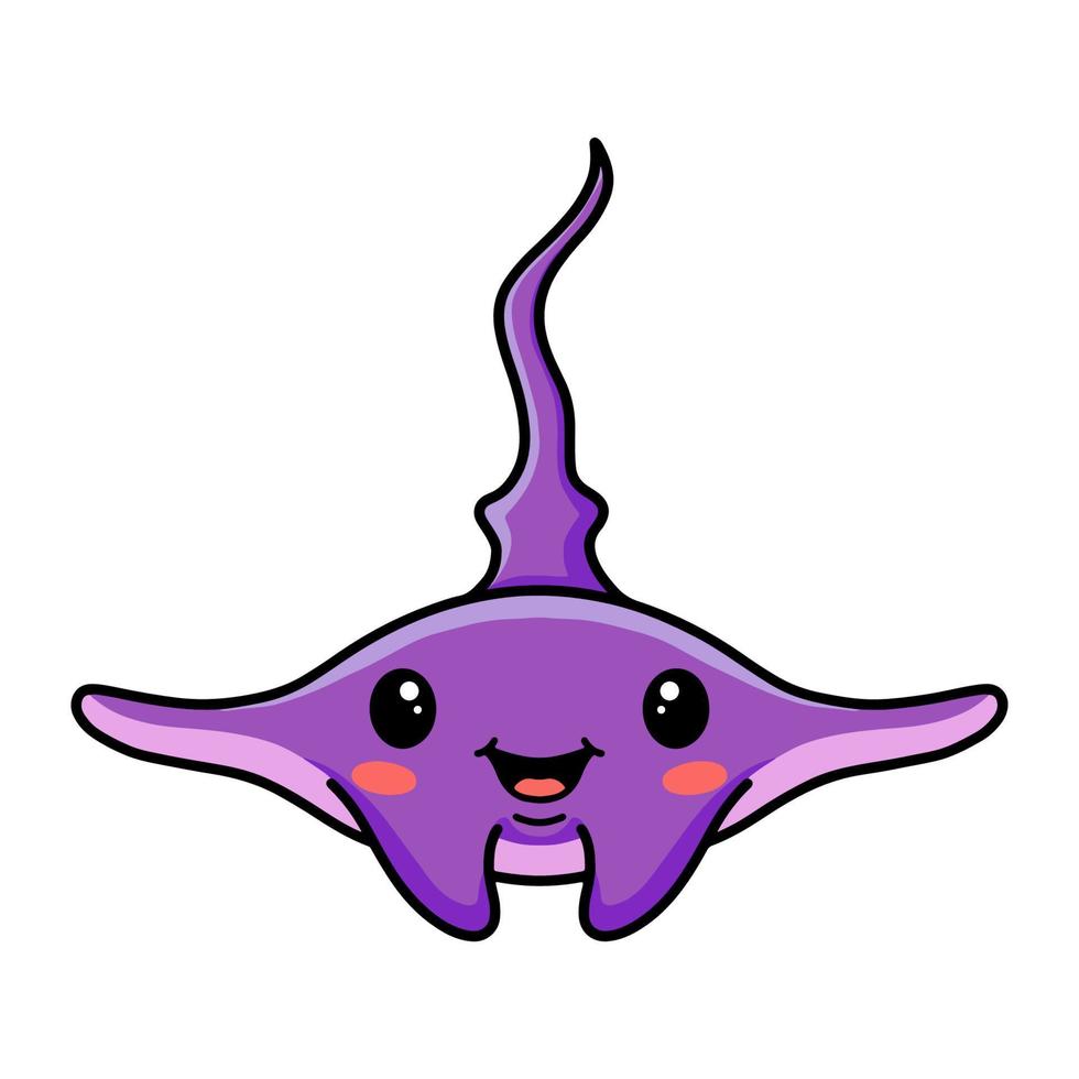 Cute little purple stingray cartoon vector