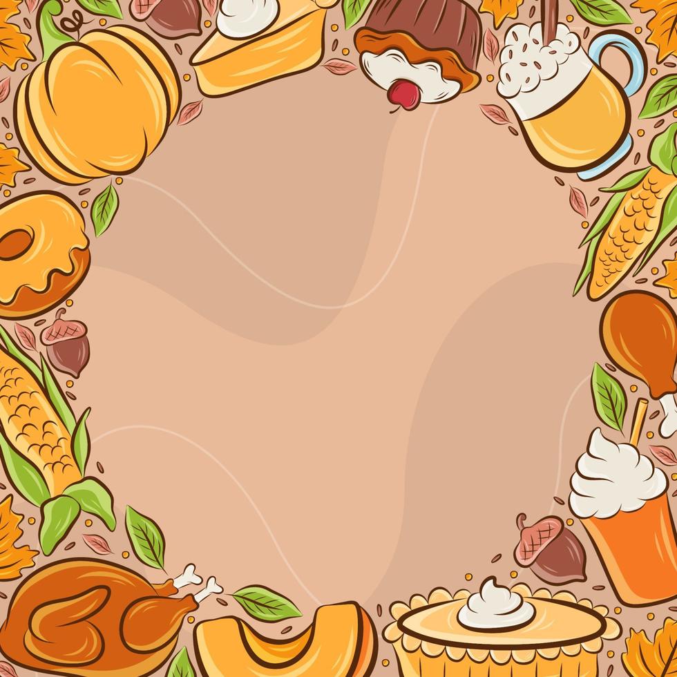 Thanksgiving Food And Beverages Hand Drawn Background vector