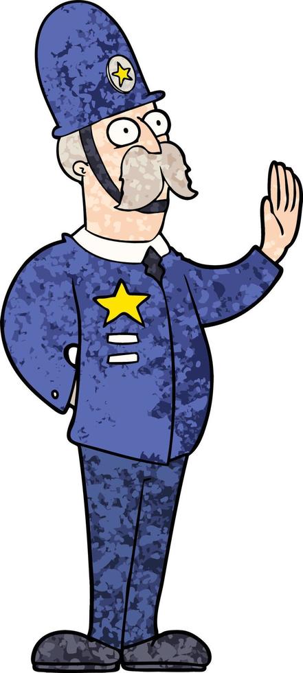 cartoon policeman making stop gesture vector