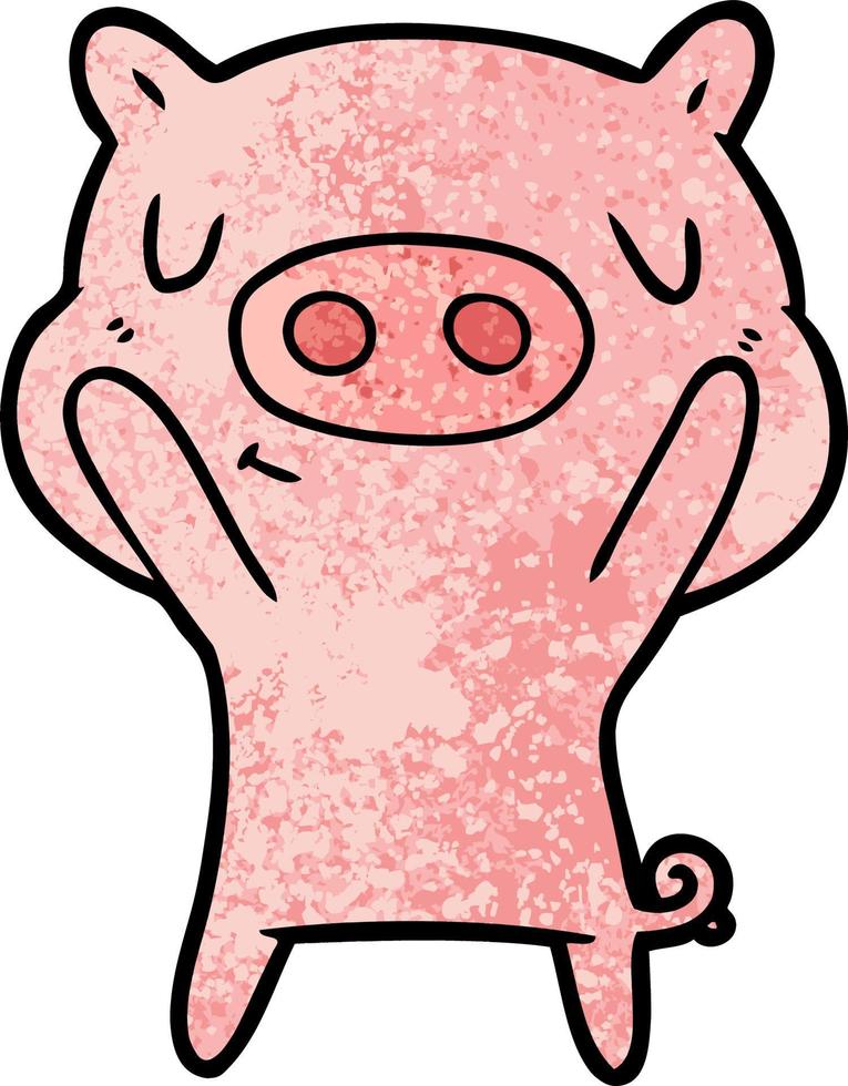 cartoon content pig vector