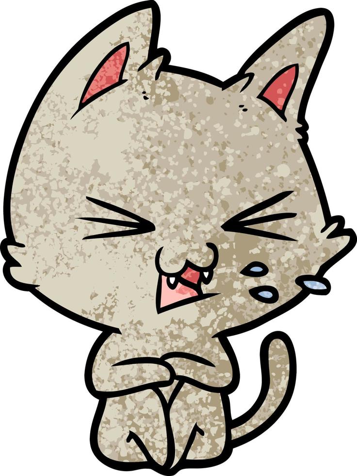 cartoon cat hissing vector