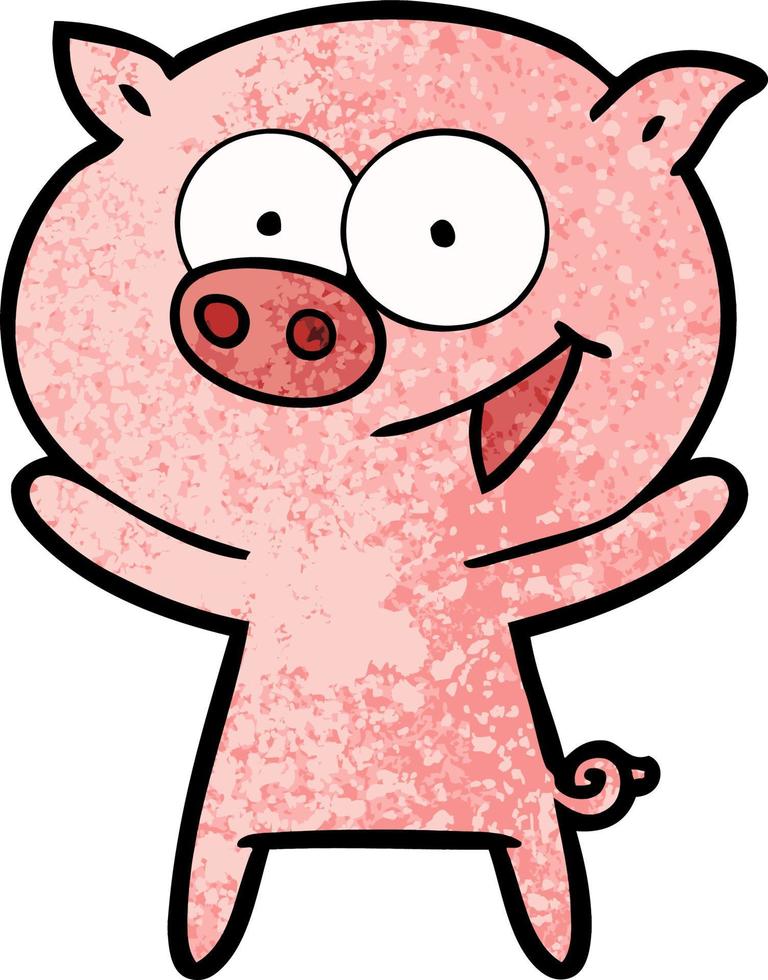 cheerful pig cartoon vector