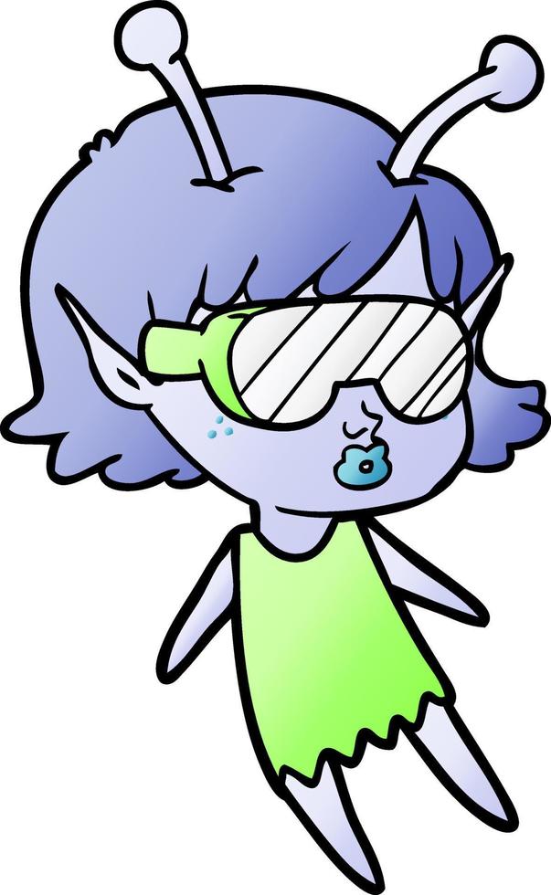 pretty cartoon alien girl vector