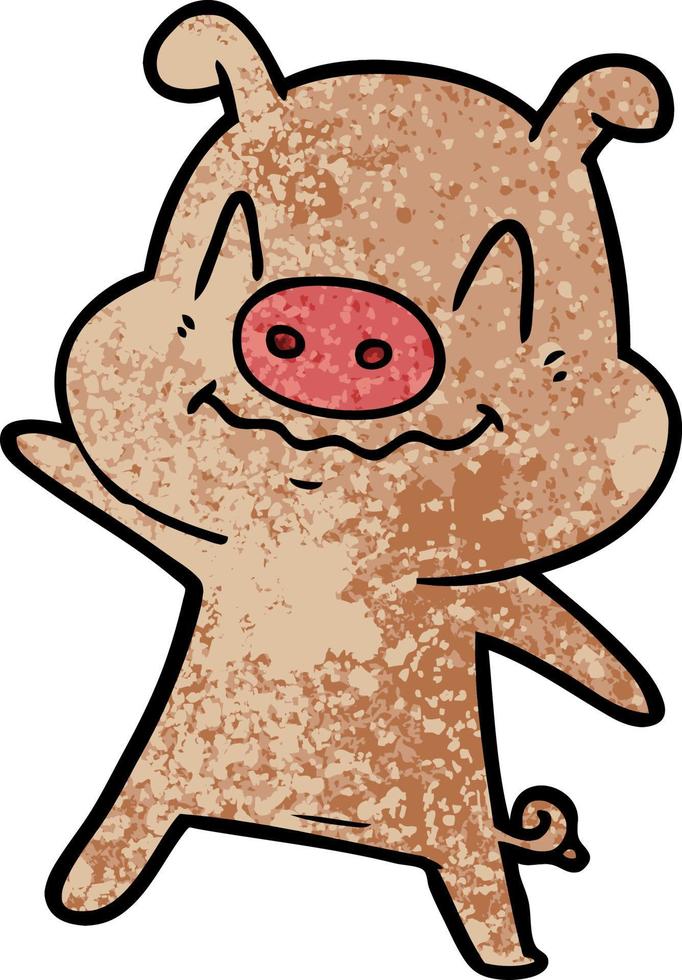 nervous cartoon pig vector