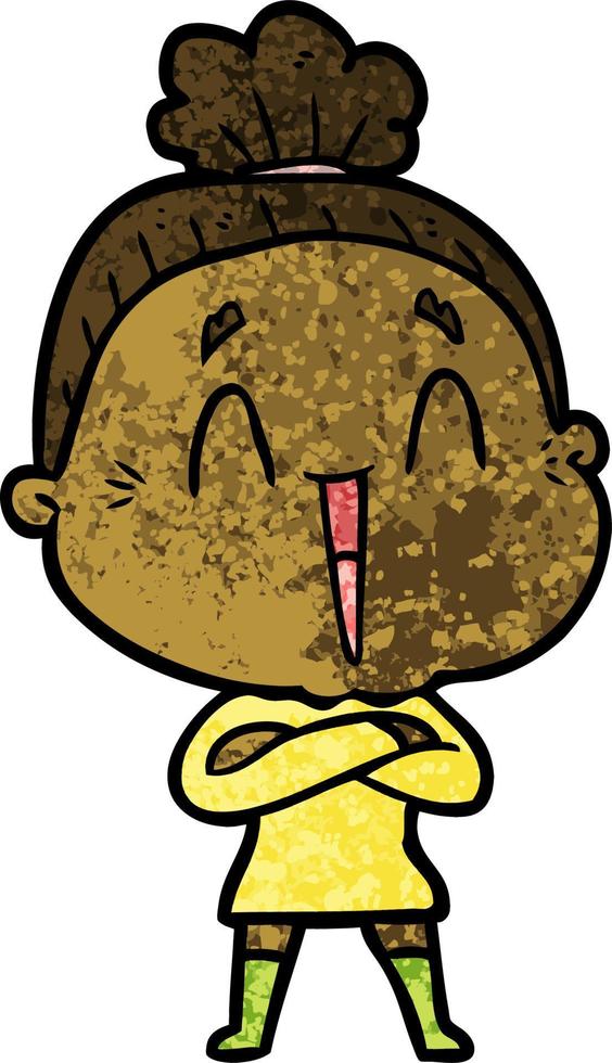 cartoon happy old lady vector