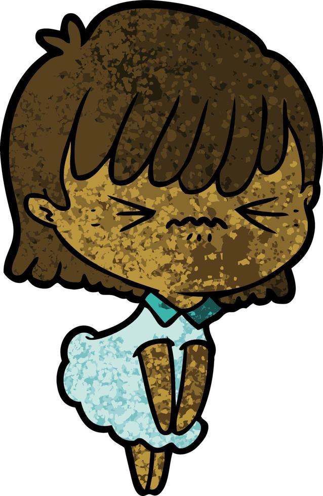 annoyed cartoon girl vector