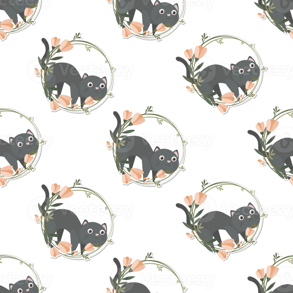 cat and wreath pattern png