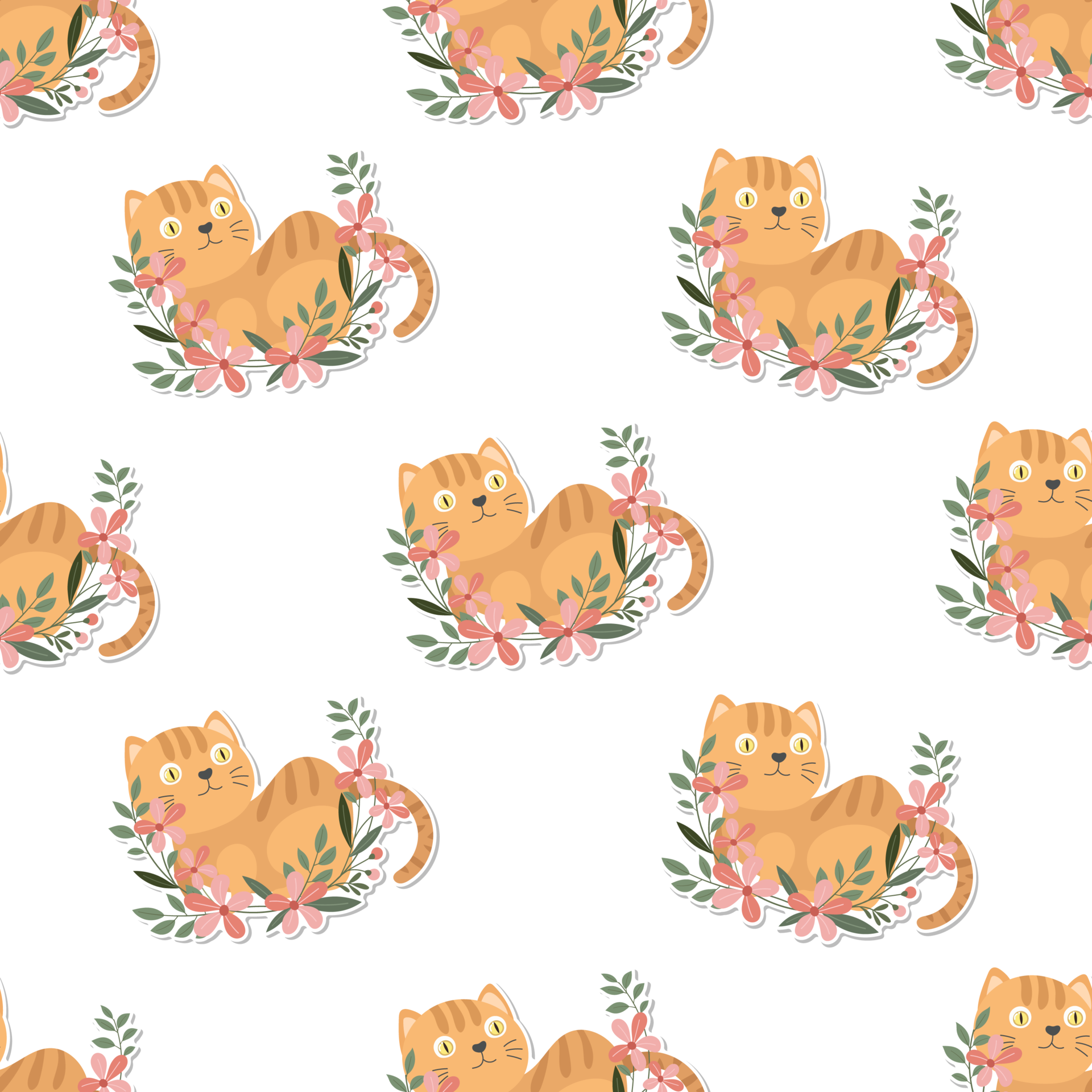 free-cat-and-wreath-pattern-12378615-png-with-transparent-background