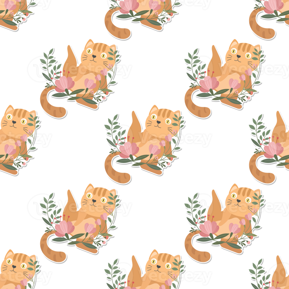 cat and wreath pattern png