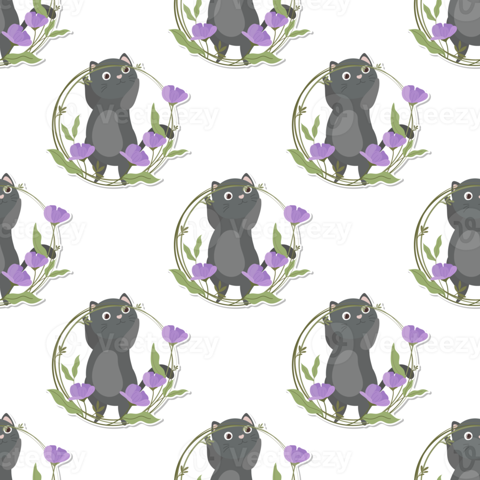 cat and wreath pattern png