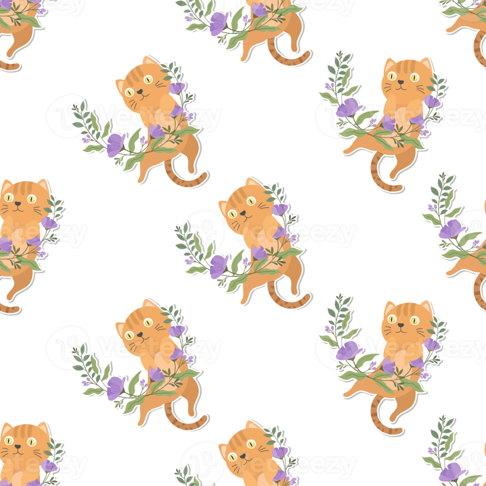 cat and wreath pattern png