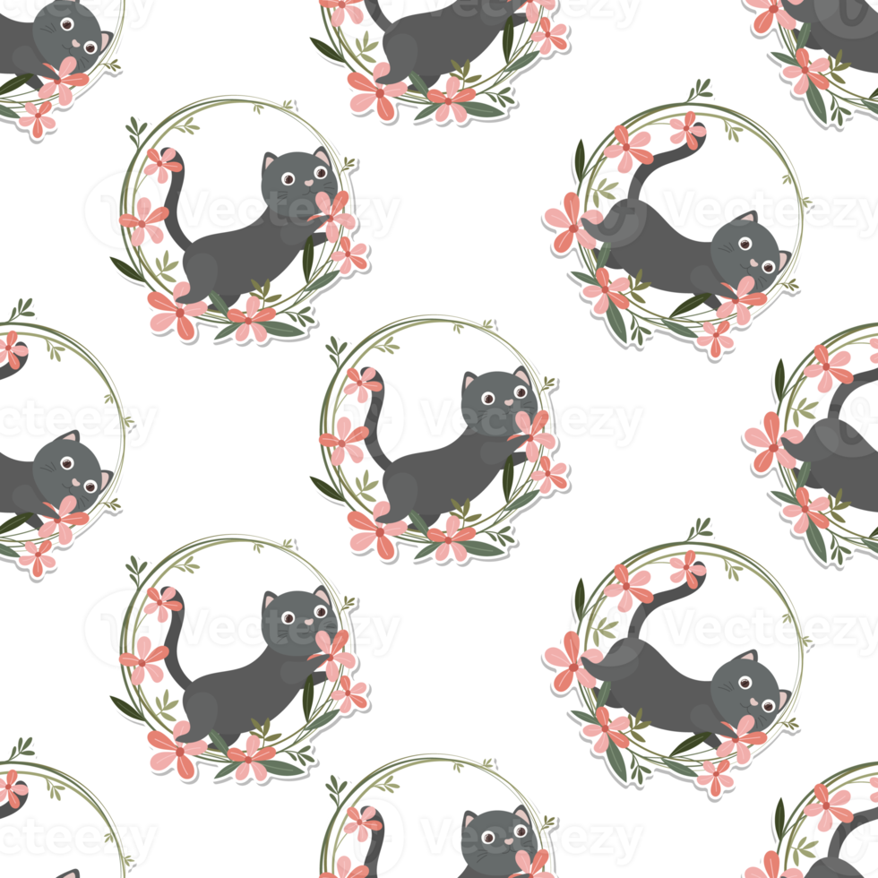 cat and wreath pattern png