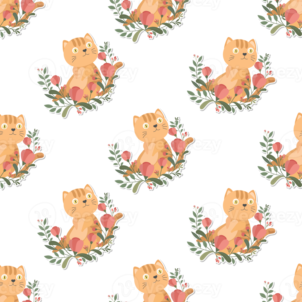 cat and wreath pattern png