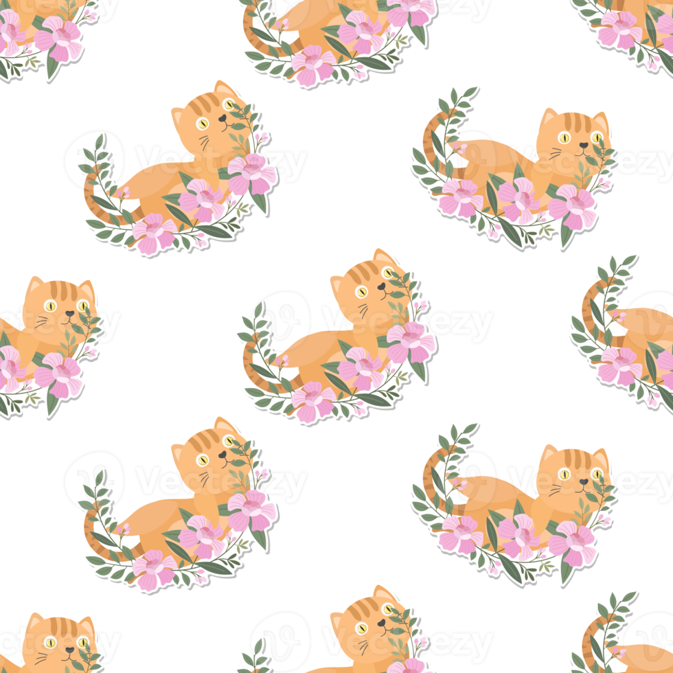 cat and wreath pattern png