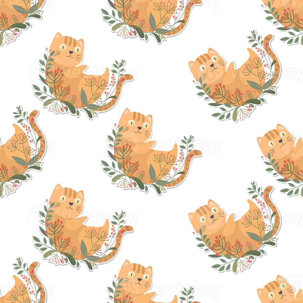 cat and wreath pattern png