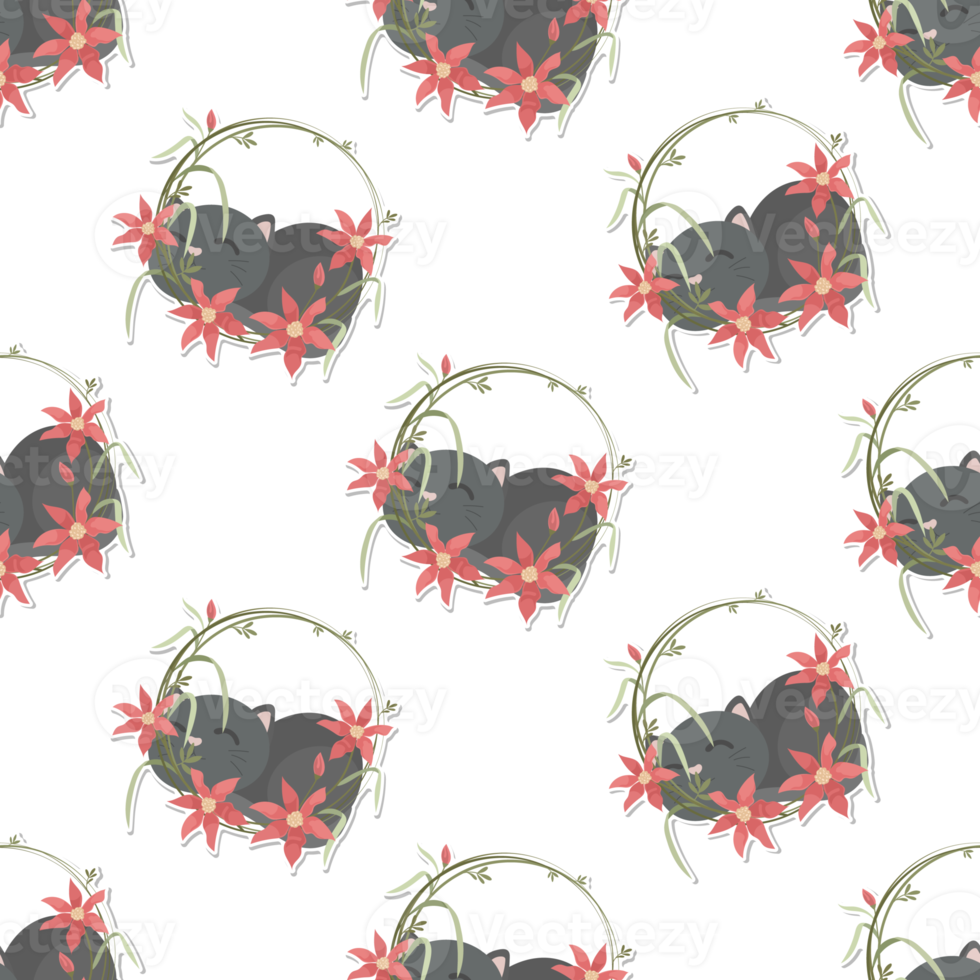 cat and wreath pattern png
