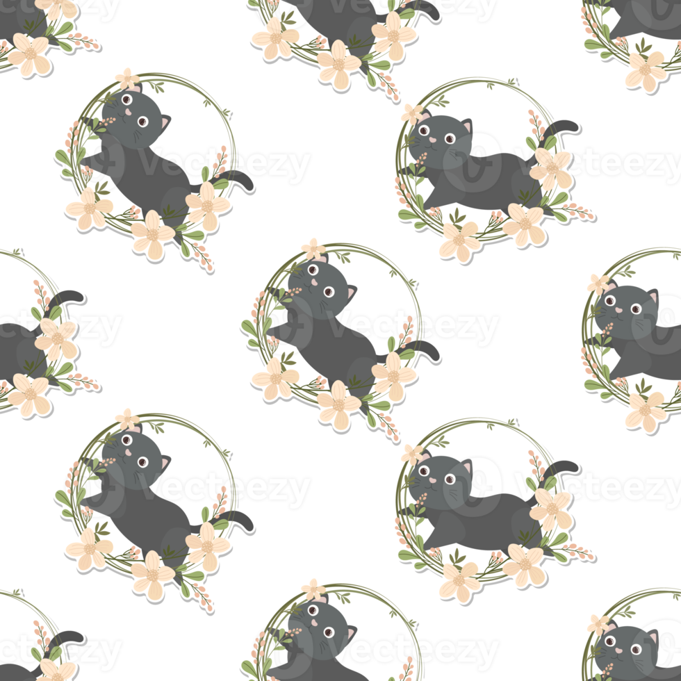 cat and wreath pattern png