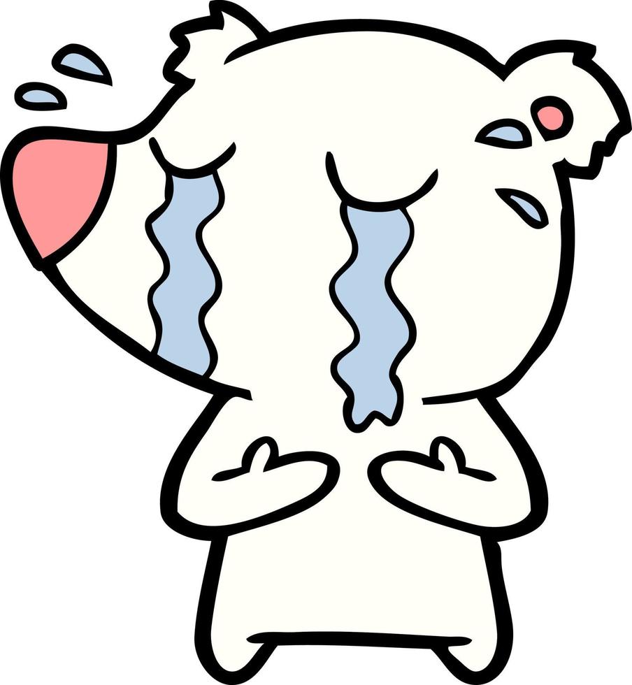 sad little polar bear cartoon vector